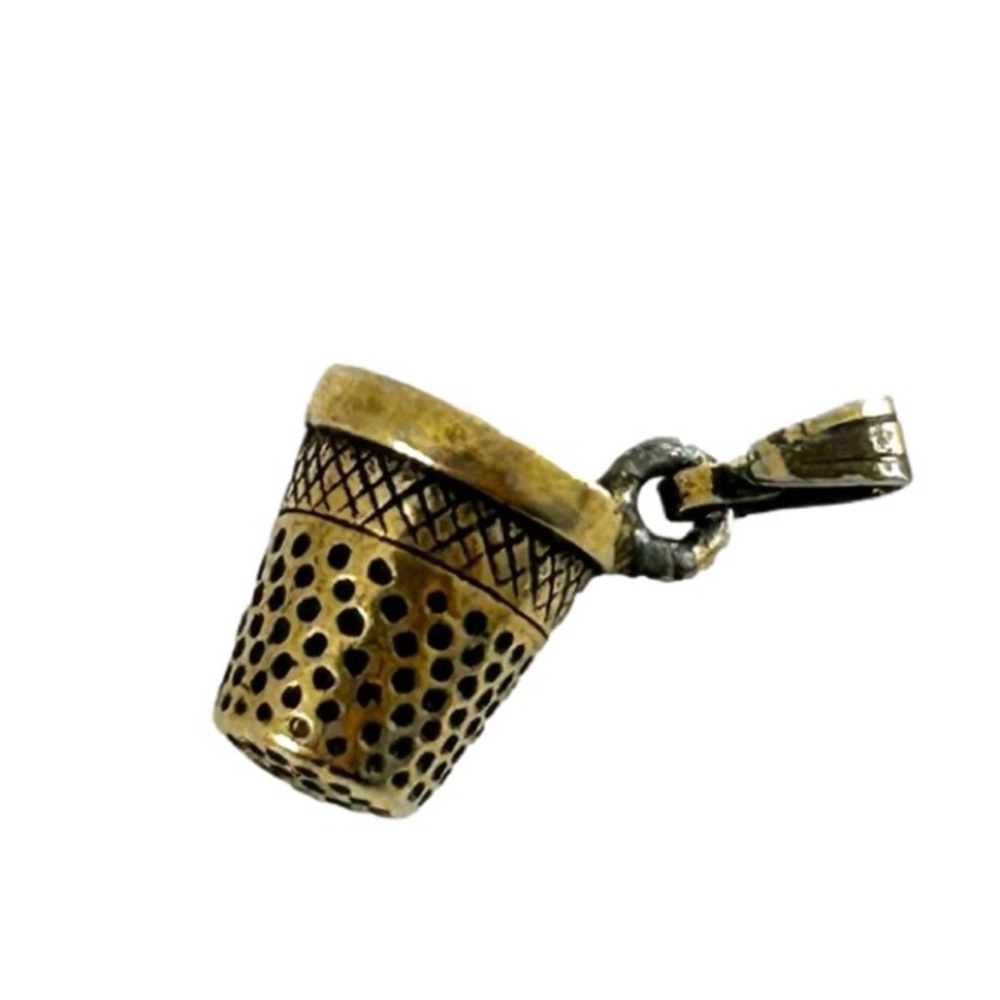 Vintage Thimble Charm Pendant Gold and Brass Tone